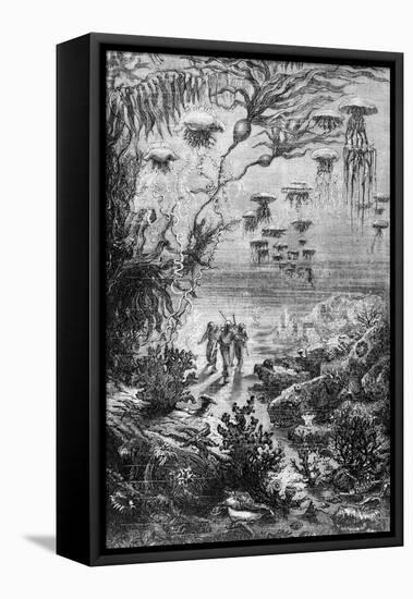 Illustration from "20,000 Leagues under the Sea"-Alphonse Marie de Neuville-Framed Premier Image Canvas