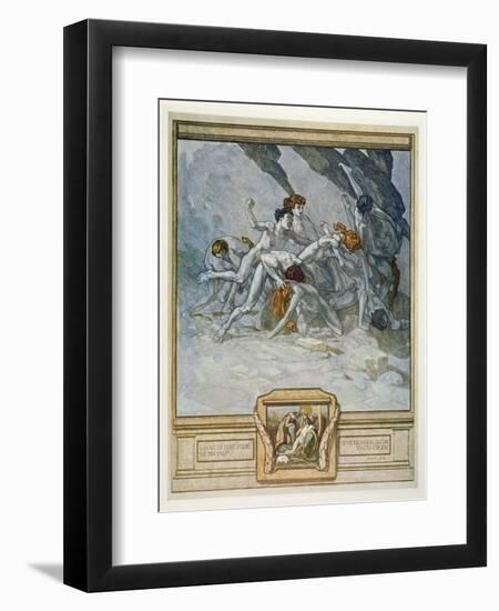 Illustration from Dante's 'Divine Comedy', Inferno, Canto Xxx: 22, 1921 (W/C on Paper)-Franz Von Bayros-Framed Premium Giclee Print