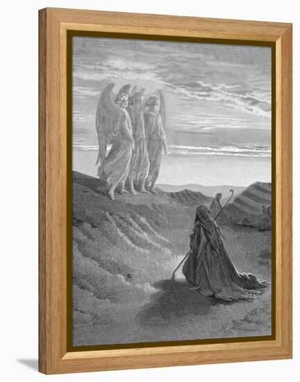 Illustration from Dore Bible of Old Testament Patriarch Abraham and the Three Angels-null-Framed Premier Image Canvas