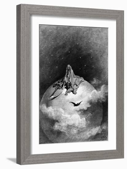 Illustration from Edgar Allan Poe's 'The Raven', 1882-Gustave Dor?-Framed Giclee Print