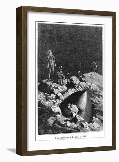 Illustration from "From the Earth to the Moon" by Jules Verne (1828-1905) Paris, Hetzel-Emile Antoine Bayard-Framed Giclee Print