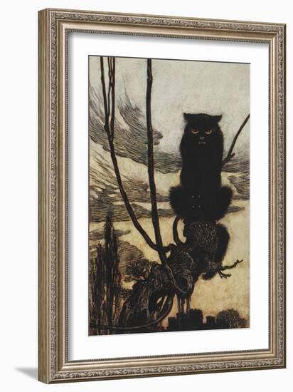 Illustration From Jorinda and Joringel Of a Black Cat-Arthur Rackham-Framed Giclee Print