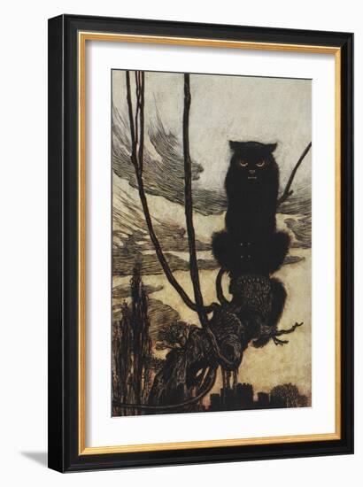 Illustration From Jorinda and Joringel Of a Black Cat-Arthur Rackham-Framed Giclee Print