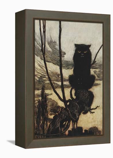 Illustration From Jorinda and Joringel Of a Black Cat-Arthur Rackham-Framed Premier Image Canvas