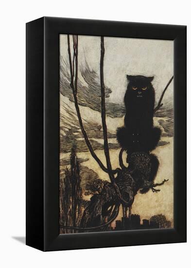 Illustration From Jorinda and Joringel Of a Black Cat-Arthur Rackham-Framed Premier Image Canvas