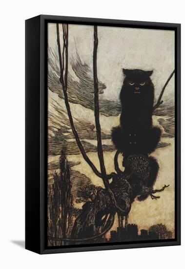 Illustration From Jorinda and Joringel Of a Black Cat-Arthur Rackham-Framed Premier Image Canvas