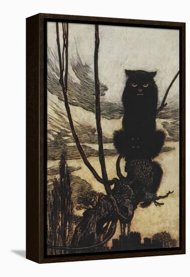 Illustration From Jorinda and Joringel Of a Black Cat-Arthur Rackham-Framed Premier Image Canvas