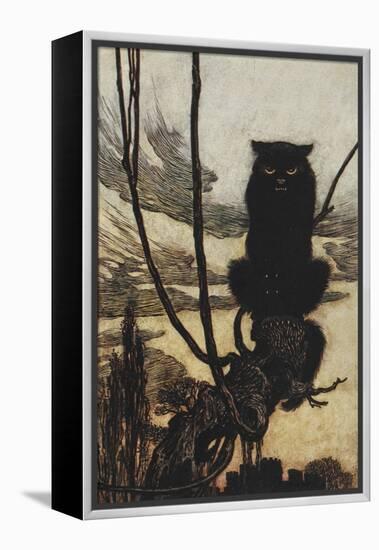 Illustration From Jorinda and Joringel Of a Black Cat-Arthur Rackham-Framed Premier Image Canvas