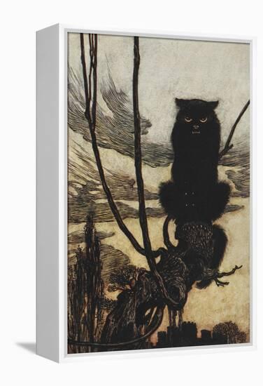 Illustration From Jorinda and Joringel Of a Black Cat-Arthur Rackham-Framed Premier Image Canvas