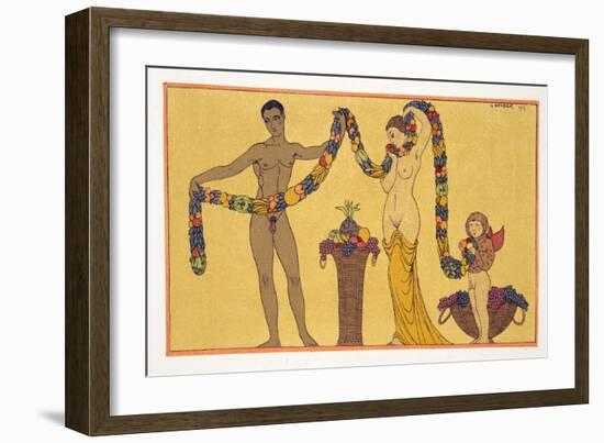 Illustration from Les Chansons De Bilitis, by Pierre Louys, Pub. 1922 (Pochoir Print)-Georges Barbier-Framed Giclee Print