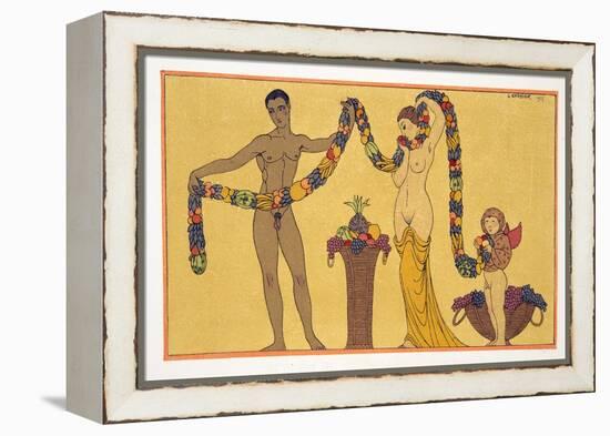 Illustration from Les Chansons De Bilitis, by Pierre Louys, Pub. 1922 (Pochoir Print)-Georges Barbier-Framed Premier Image Canvas