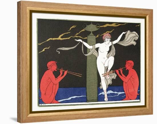 Illustration from Les Chansons De Bilitis, by Pierre Louys, Pub. 1922 (Pochoir Print)-Georges Barbier-Framed Premier Image Canvas