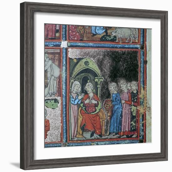 Illustration from the Golden Haggadah, 15th century-Unknown-Framed Giclee Print