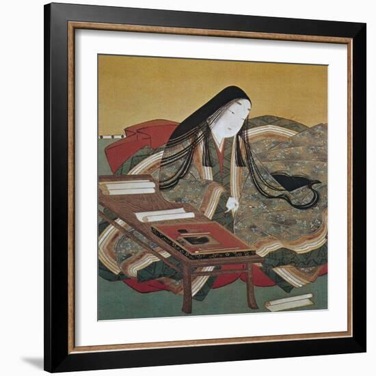 Illustration from 'The Tale of Genji' of Japanese Court Lady of the Heian Period-Tosa Mitsouki-Framed Art Print