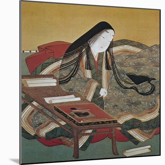 Illustration from 'The Tale of Genji' of Japanese Court Lady of the Heian Period-Tosa Mitsouki-Mounted Art Print