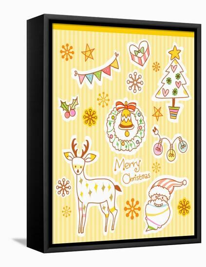 Illustration Icons Related to Christmas-null-Framed Premier Image Canvas