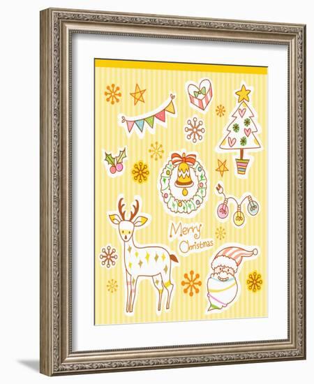 Illustration Icons Related to Christmas-null-Framed Giclee Print