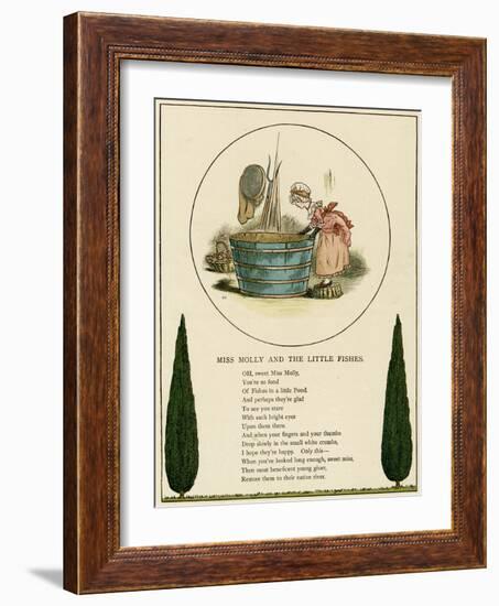 Illustration, Miss Molly and the Little Fishes-Kate Greenaway-Framed Art Print