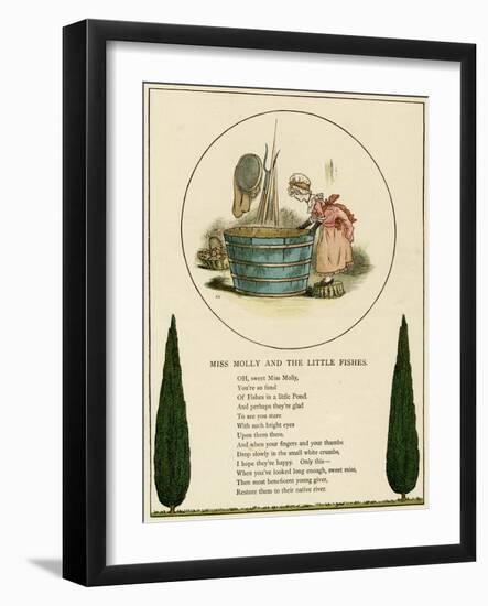 Illustration, Miss Molly and the Little Fishes-Kate Greenaway-Framed Art Print