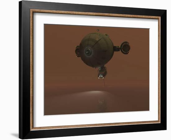 Illustration of a Blimp Towing a Sensor Through Liquid Ethane on Titan-Stocktrek Images-Framed Photographic Print