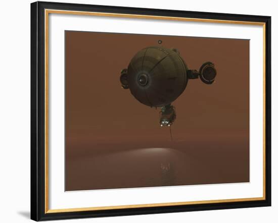 Illustration of a Blimp Towing a Sensor Through Liquid Ethane on Titan-Stocktrek Images-Framed Photographic Print