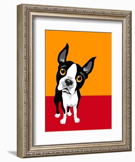 Illustration of a Boston Terrier Dog-TeddyandMia-Framed Art Print