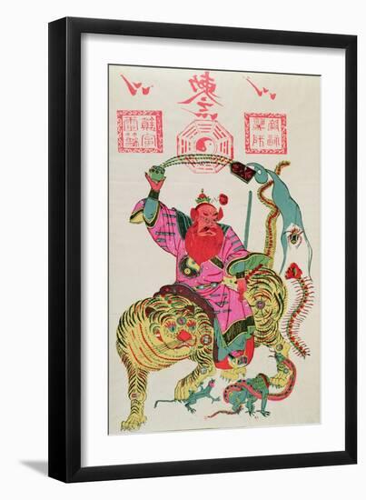 Illustration of a Divinity Employing Exorcism and Throwing from a Magic Bowl Five Poisonous Animals-null-Framed Giclee Print