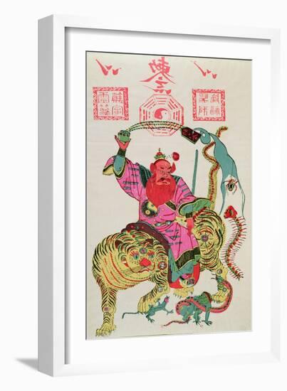 Illustration of a Divinity Employing Exorcism and Throwing from a Magic Bowl Five Poisonous Animals-null-Framed Giclee Print