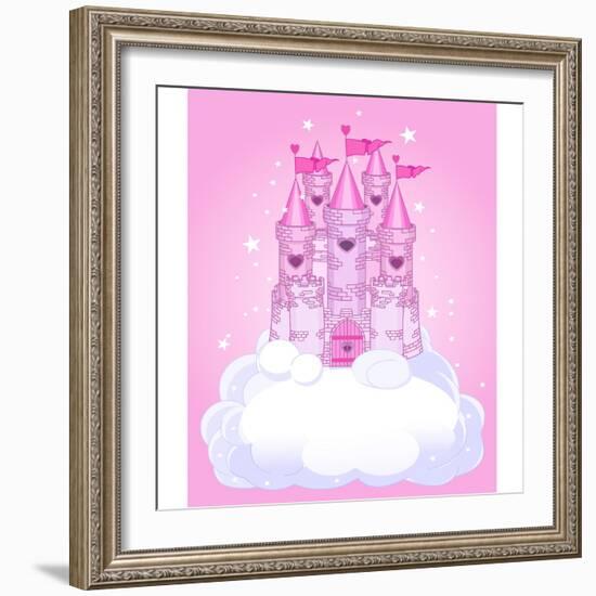 Illustration of a Fairy Tale Princess Castle in the Sky. Raster Version.-Dazdraperma-Framed Art Print