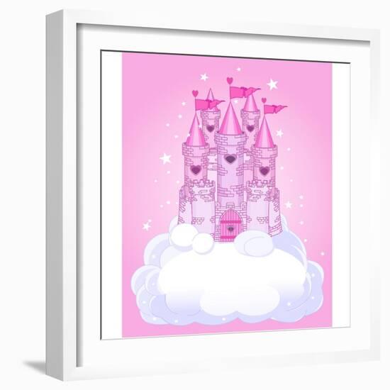 Illustration of a Fairy Tale Princess Castle in the Sky. Raster Version.-Dazdraperma-Framed Art Print