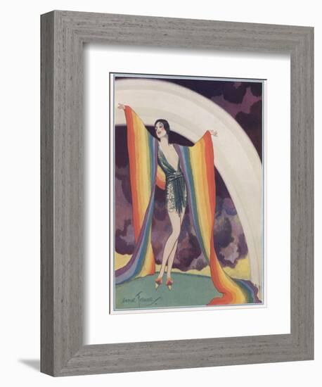 Illustration of a Glamorous Lady Wearing a Rainbow as a Shawl-null-Framed Photographic Print