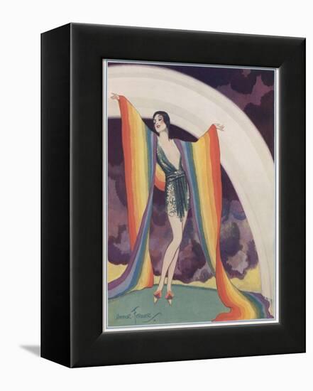 Illustration of a Glamorous Lady Wearing a Rainbow as a Shawl-null-Framed Premier Image Canvas