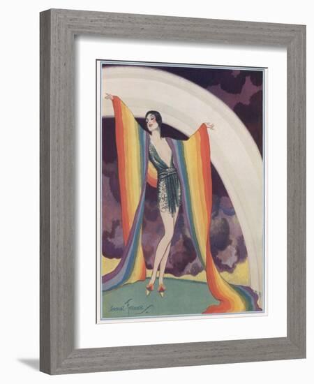 Illustration of a Glamorous Lady Wearing a Rainbow as a Shawl-null-Framed Photographic Print