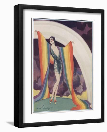 Illustration of a Glamorous Lady Wearing a Rainbow as a Shawl-null-Framed Photographic Print