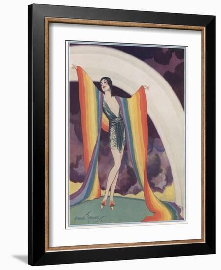 Illustration of a Glamorous Lady Wearing a Rainbow as a Shawl-null-Framed Photographic Print