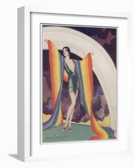 Illustration of a Glamorous Lady Wearing a Rainbow as a Shawl-null-Framed Photographic Print