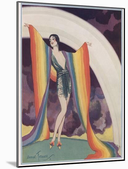 Illustration of a Glamorous Lady Wearing a Rainbow as a Shawl-null-Mounted Photographic Print