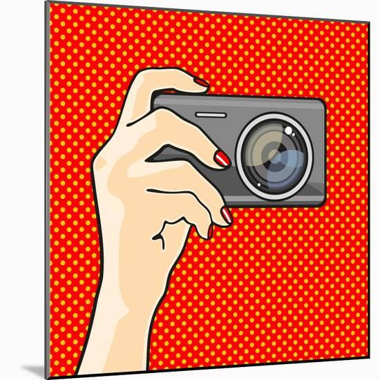 Illustration of a Hand Holding a Photo Camera (Raster Version)-Alena Kozlova-Mounted Art Print