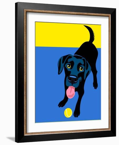 Illustration of a Happy Playful Black Labrador Retriever-TeddyandMia-Framed Art Print