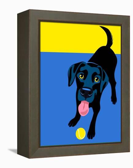 Illustration of a Happy Playful Black Labrador Retriever-TeddyandMia-Framed Stretched Canvas