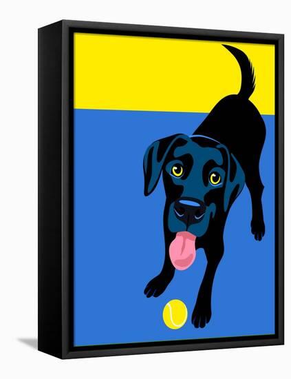 Illustration of a Happy Playful Black Labrador Retriever-TeddyandMia-Framed Stretched Canvas