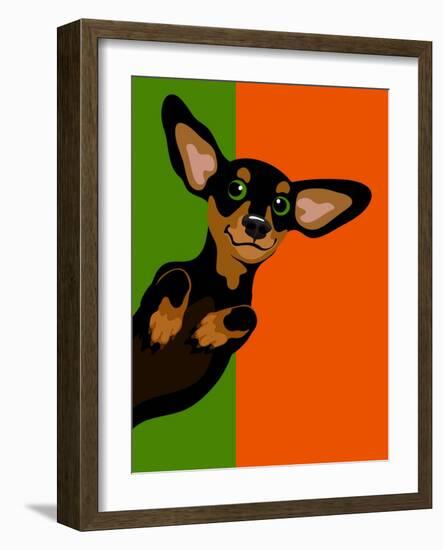 Illustration Of A Happy Playful Dachchund-TeddyandMia-Framed Art Print