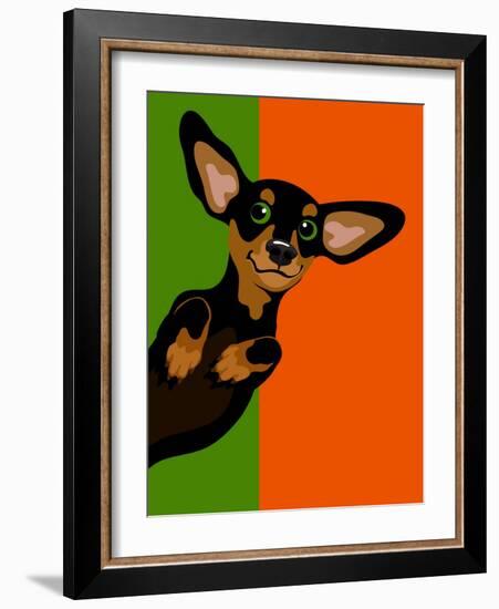 Illustration Of A Happy Playful Dachchund-TeddyandMia-Framed Art Print