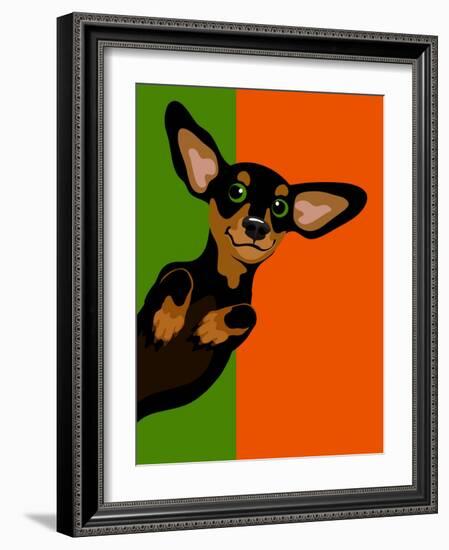 Illustration Of A Happy Playful Dachchund-TeddyandMia-Framed Art Print