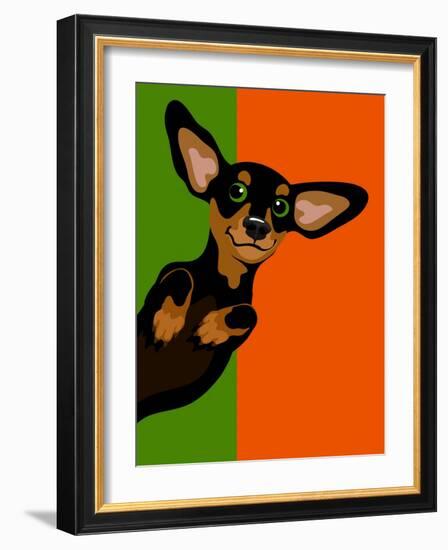 Illustration Of A Happy Playful Dachchund-TeddyandMia-Framed Art Print