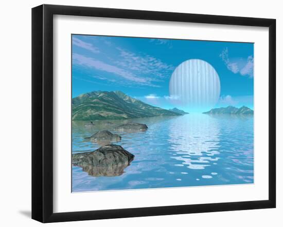 Illustration of a Hypothetical Idyllic Landscape on a Distant Alien Planet-Stocktrek Images-Framed Photographic Print