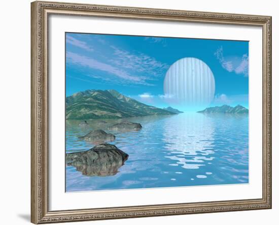 Illustration of a Hypothetical Idyllic Landscape on a Distant Alien Planet-Stocktrek Images-Framed Photographic Print