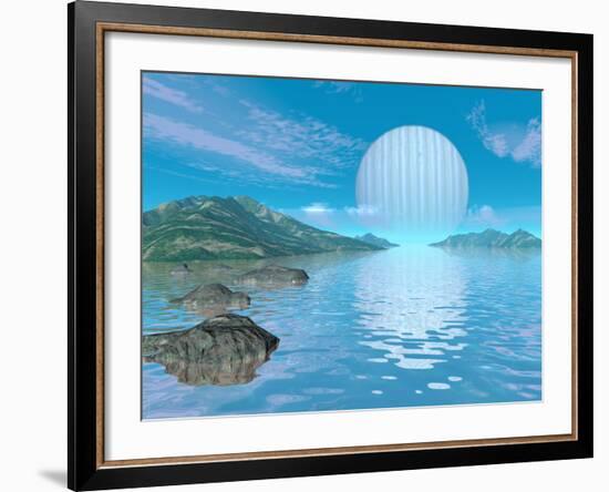 Illustration of a Hypothetical Idyllic Landscape on a Distant Alien Planet-Stocktrek Images-Framed Photographic Print