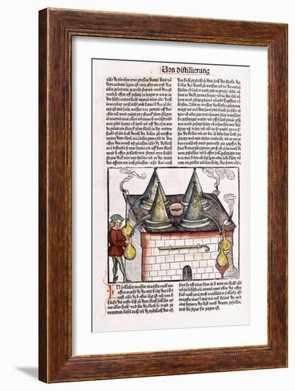 Illustration of a Late 15th Century Distillery to Extract the Essential Oils of Plants, 1500-Hieronymus Brunschwig-Framed Giclee Print