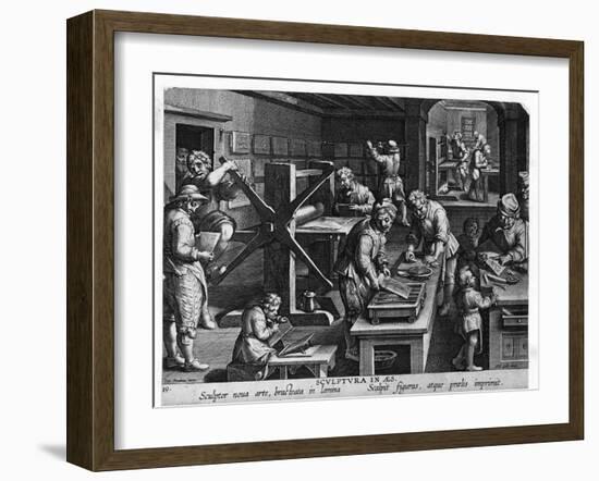 Illustration of a Printing Shop-Johannes Stradanus-Framed Giclee Print